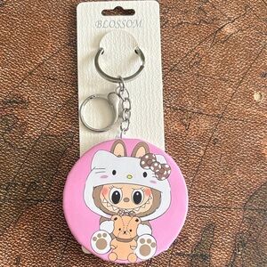 Double Mirror Compact Keychain with Labubu character